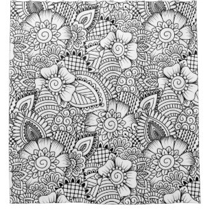 Rideaux De Douche Motif floral de griffonnage