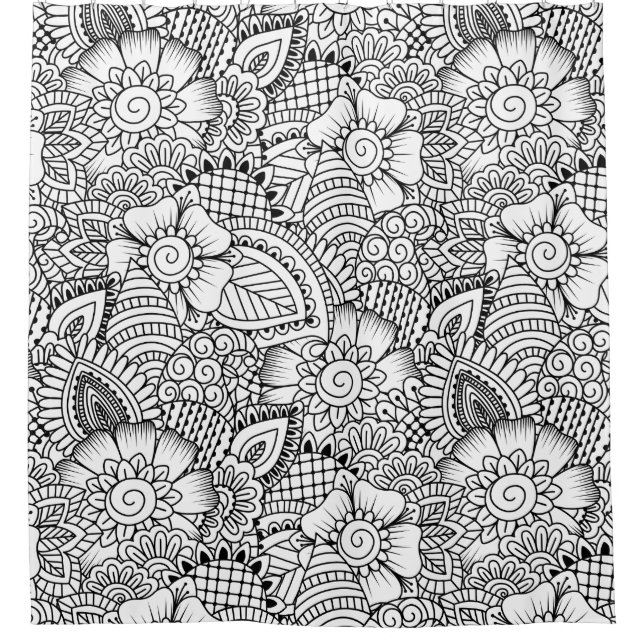 Rideaux De Douche Motif floral de griffonnage (Devant)