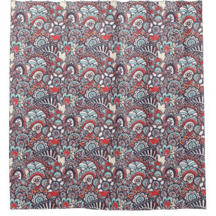 Rideaux De Douche Motif floral de griffonnage de Paisley