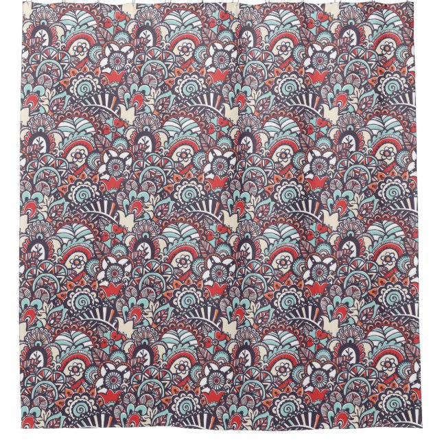 Rideaux De Douche Motif floral de griffonnage de Paisley (Devant)