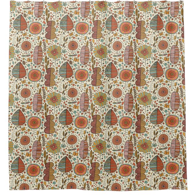 Rideaux De Douche Motif floral d'été fait de feuille (Devant)