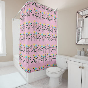 Rideaux De Douche Motif floral gris chic monogramme