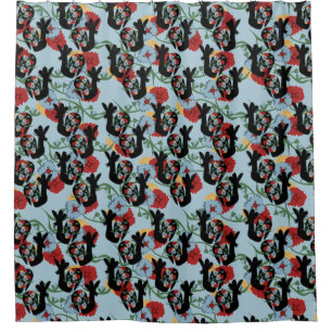Rideaux De Douche Motif floral mexicain Coqs Folk