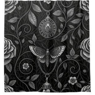 Rideaux De Douche Motif floral papillon gothique (3)