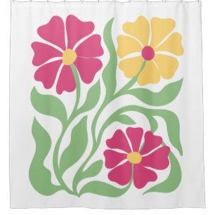 Rideaux De Douche Motif Floral Rétro Fleur   Botanique Moderne 
