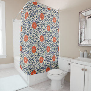 Rideaux De Douche Motif floral sans couture avec fleur orange vibran