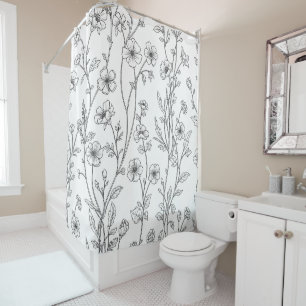 Rideaux De Douche Motif floral sans couture minimaliste en ligne art