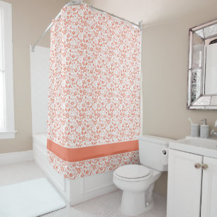 Rideaux De Douche Motif floral tropical moderne de la pêche du corai
