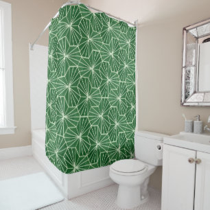 Rideaux De Douche Motif géométrique Art déco moderne Lime Green