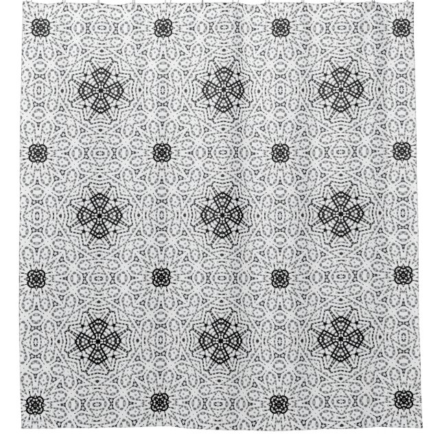 Rideaux De Douche Motif géométrique blanc et noir (Devant)