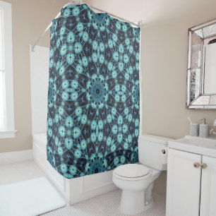 Rideaux De Douche Motif géométrique bleu avec éclat radieux