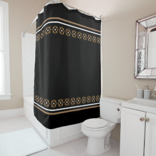 Rideaux De Douche Motif géométrique Brown et noir