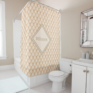Rideaux De Douche Motif géométrique diamant Champagne personnalisé