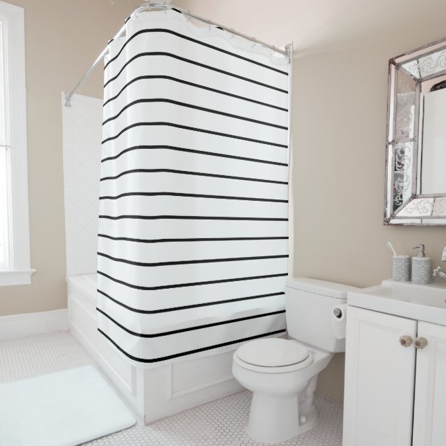 Rideaux De Douche Motif géométrique Grandes noires et blanches (En situation)