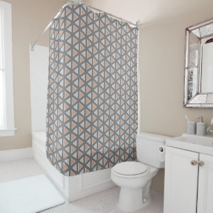 Rideaux De Douche Motif géométrique gris et bronzage élégant de