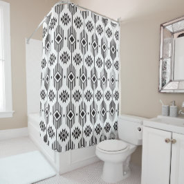 Rideaux De Douche Motif géométrique ikat noir et blanc