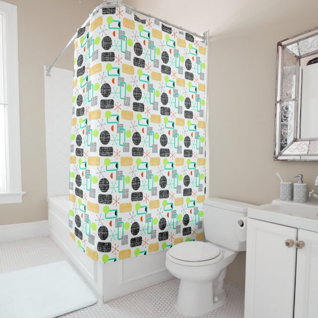 Rideaux De Douche Motif géométrique moderne frais et lumineux (En situation)