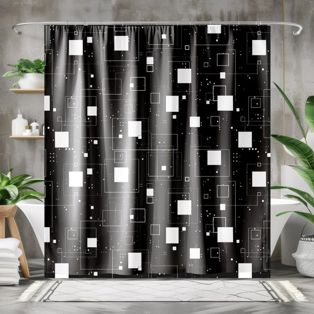 Rideaux De Douche Motif géométrique noir et blanc (Créateur téléchargé)