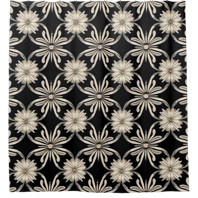 Rideaux De Douche Motif géométrique noir et blanc (Devant)