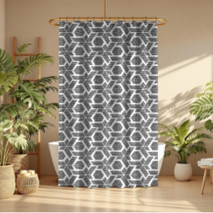 Rideaux De Douche Motif géométrique points noirs sur blanc
