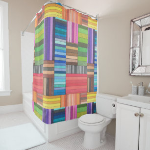 Rideaux De Douche Motif géométrique rayé coloré en arc-en-ciel