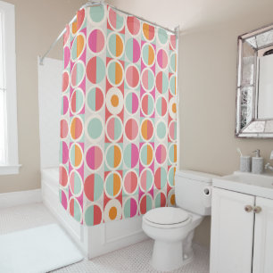 Rideaux De Douche Motif géométrique rose orange