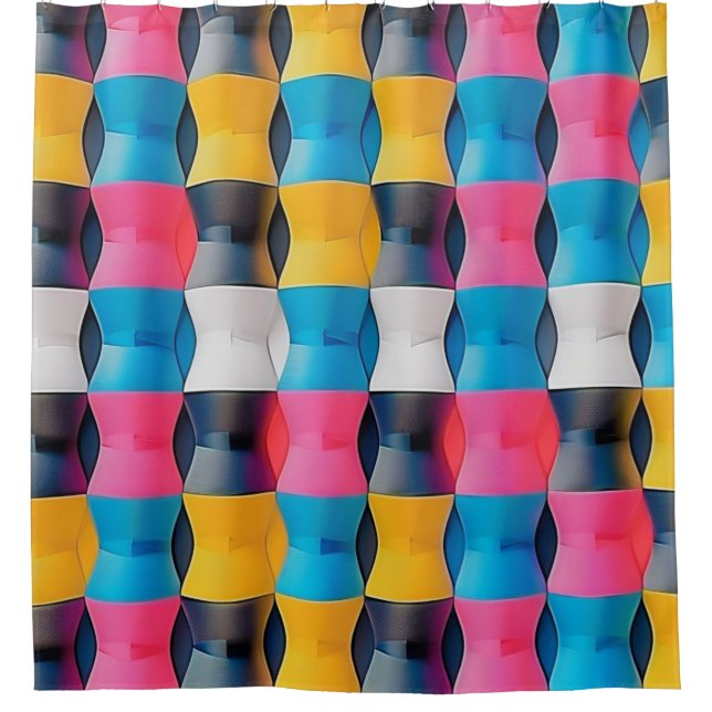 Rideaux De Douche Motif géométrique vibrant de sablier en 3D (Devant)