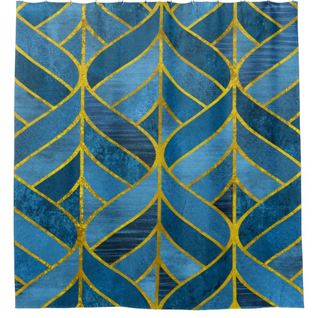 Rideaux De Douche Motif Gold Blue Grunge (Devant)