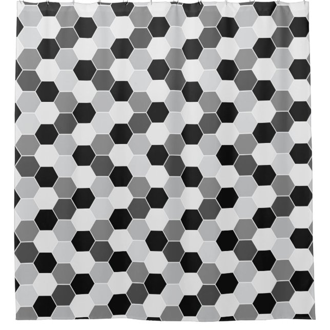 Rideaux De Douche Motif gris blanc noir de nid d'abeilles (Devant)