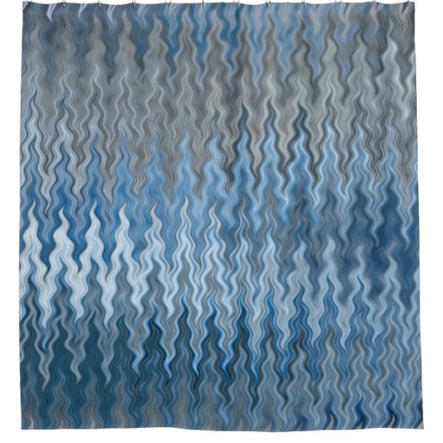 Rideaux De Douche Motif gris gris argenté ondulé bleu marine (Devant)