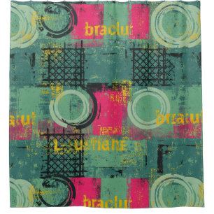 Rideaux De Douche Motif Grunge Abstrait avec Formes Géométriques