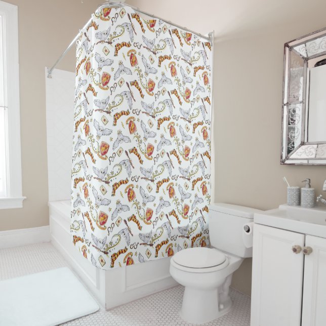 Rideaux De Douche Motif Hedwig GRYFFINDOR™ (En situation)