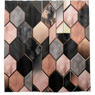 Rideaux De Douche Motif Hexagon
