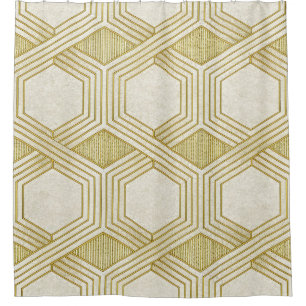Rideaux De Douche Motif Hexagone Or Luxueux - Texture Marbre