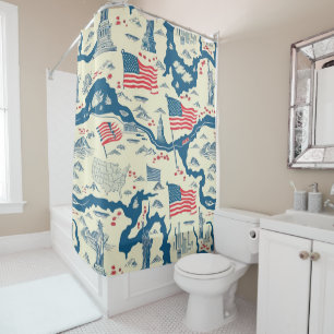 Rideaux De Douche Motif historique vintage-américain (4)