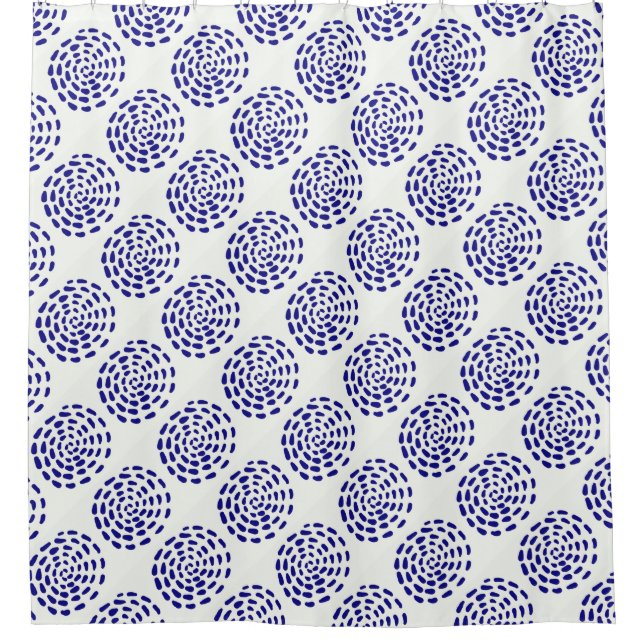 Rideaux De Douche Motif indigo bleu foncé rayé sur blanc (Devant)