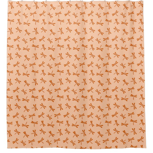 Rideaux De Douche Motif japonais de libellules, Mandarin Orange (Devant)