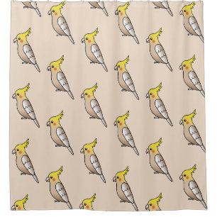 Rideaux De Douche Motif joli oiseau toui cannelle dessiné