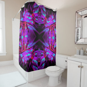 Rideaux De Douche Motif kaléidoscope rouge et violet