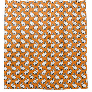 Rideaux De Douche Motif lapins - noir et blanc et orange