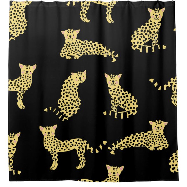 Rideaux De Douche Motif léopard : Arrière - plan noir Cheetah (Devant)