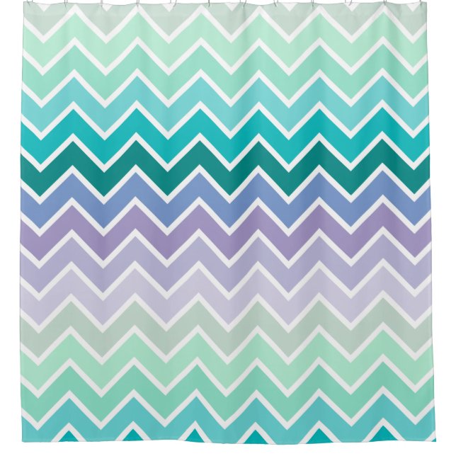 Rideaux De Douche Motif lilas turquoise d'Ombre Chevron (Devant)