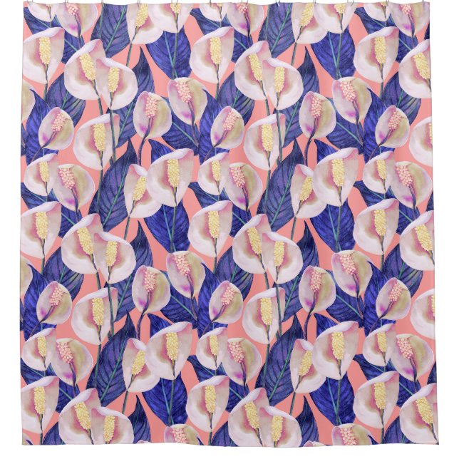 Rideaux De Douche Motif Lily de paix romantique (Devant)