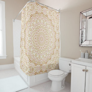 Rideaux De Douche Motif Mandala Or Rosé Doux