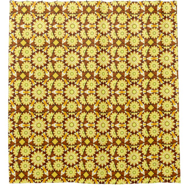 Rideaux De Douche Motif Mandala, tons marron et or (Devant)