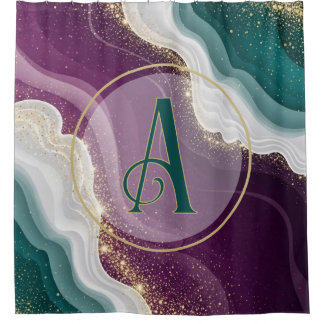 Rideaux De Douche Motif Marbre Paillettes Or Luxe