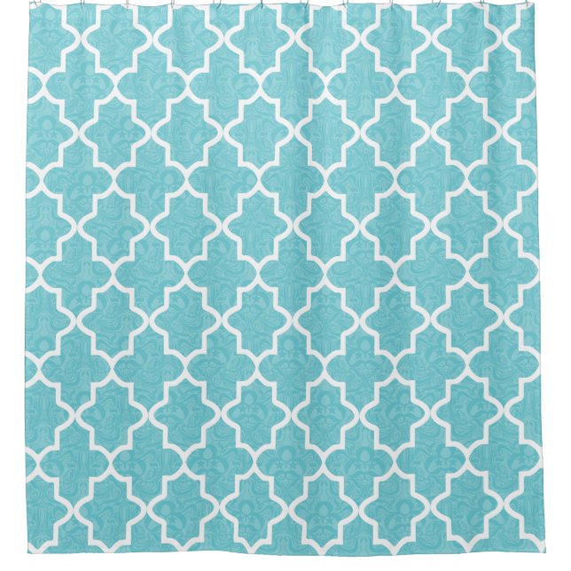 Rideaux De Douche Motif marocain de damassé bleue élégante d'Aqua (Devant)