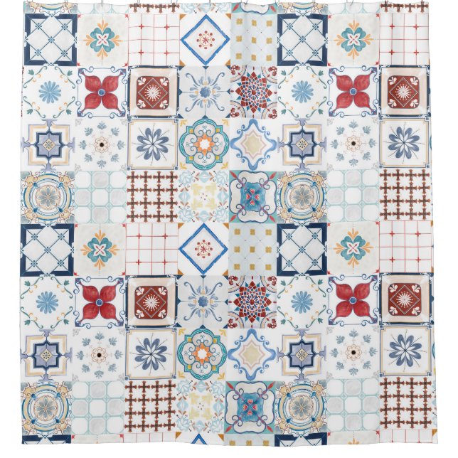 Rideaux De Douche Motif marocain en carreaux (Devant)
