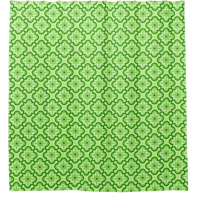 Rideaux De Douche Motif marocain en tuiles - Vert citron (Devant)
