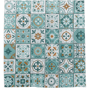 Rideaux De Douche Motif méditerranéen continu de tuiles marocaines